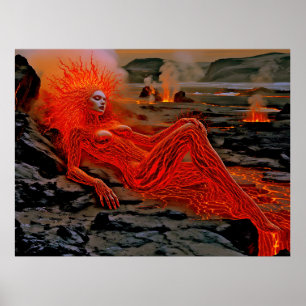 “Sleeping Magma” – Volcanic Woman Portrait Poster