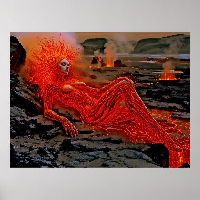 “Sleeping Magma” – Volcanic Woman Portrait Poster (Front)