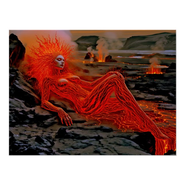 “Sleeping Magma” – Volcanic Woman Portrait Poster (Front)