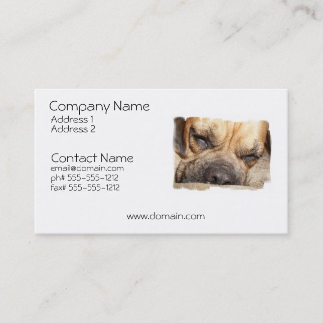 Sleeping Mastiff Dog Business Card (Front)