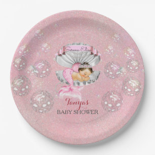 Sleeping Mermaid Baby Girl Pink Clam Shell Paper Plate