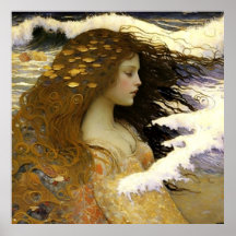 Sleeping Mermaid Dreaming of Golden Sea Shells