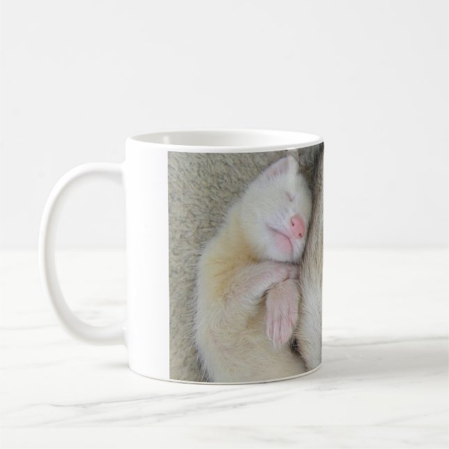 Sleeping mom and baby ferret mug (Left)