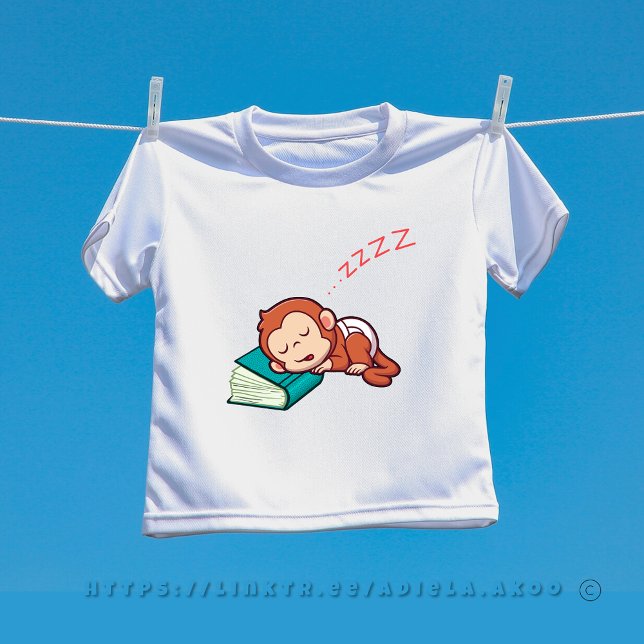 Sleeping Monkey T-Shirt / Bodysuit by Adiela Akoo (Six baby monkeys sitting on a wall tshirt from the delightful book by Adiela Akoo! GET both and more)