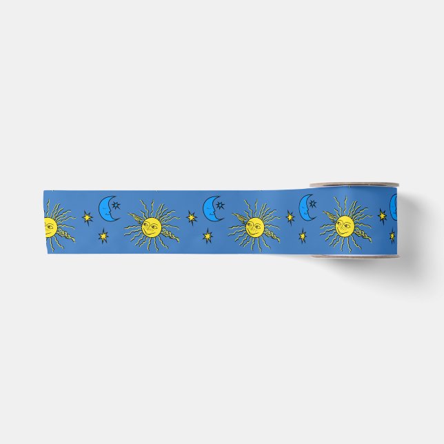 Sleeping moon and smiling sun satin ribbon (Front)