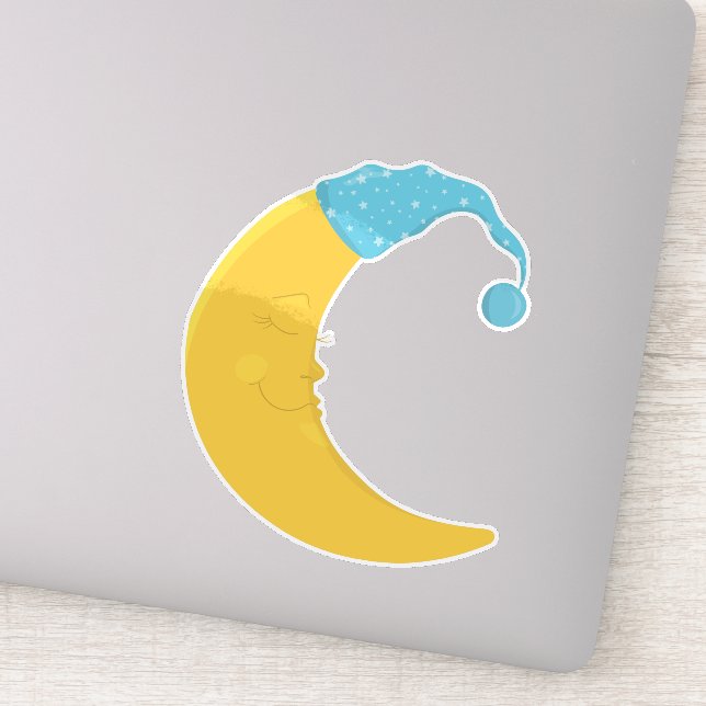 Sleeping Moon, Yellow Moon, Cute Moon, Nightcap (Detail)