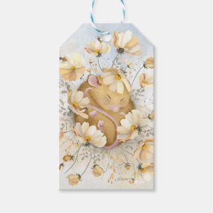Sleeping Mouse in Bee Garden PARTY FAVOR BAG Gift Tags