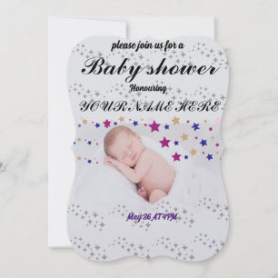Sleeping New Born Baby Star Sparkle Shape  Invitation