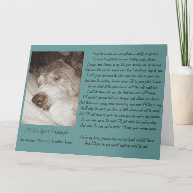 sleeping old akita dog animal poem sympathy big card (Front)