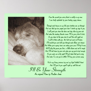 sleeping old akita dog animal sympathy poem poster