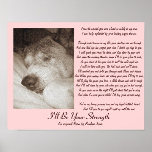 sleeping old akita dog animal sympathy poem poster