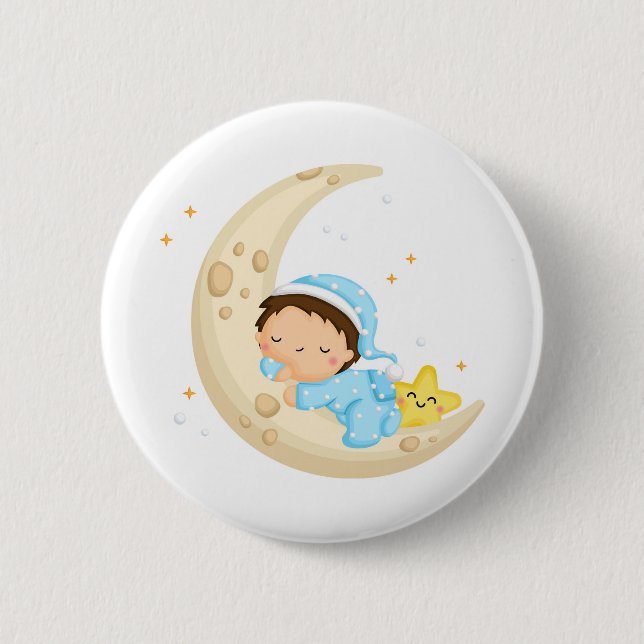 Sleeping on the moon 6 cm round badge (Front)