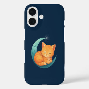 Sleeping Orange Cat on Moon Case