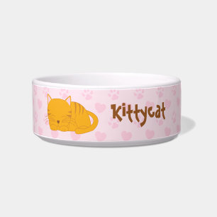 Sleeping Orange Tabby Cat Bowl