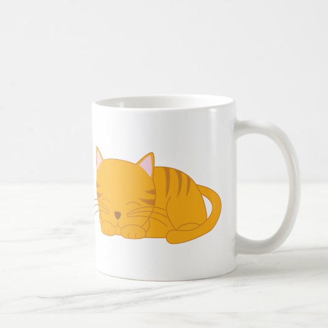 Sleeping Orange Tabby Cat Coffee Mug (Right)