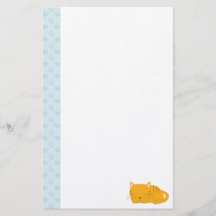 Sleeping Orange Tabby Cat Stationery