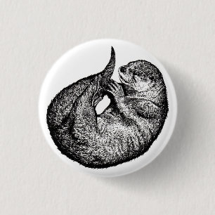 sleeping otter 3 cm round badge