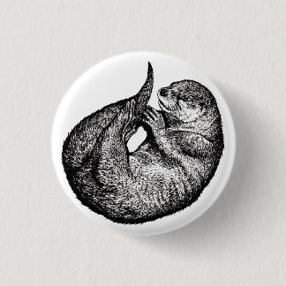 sleeping otter 3 cm round badge