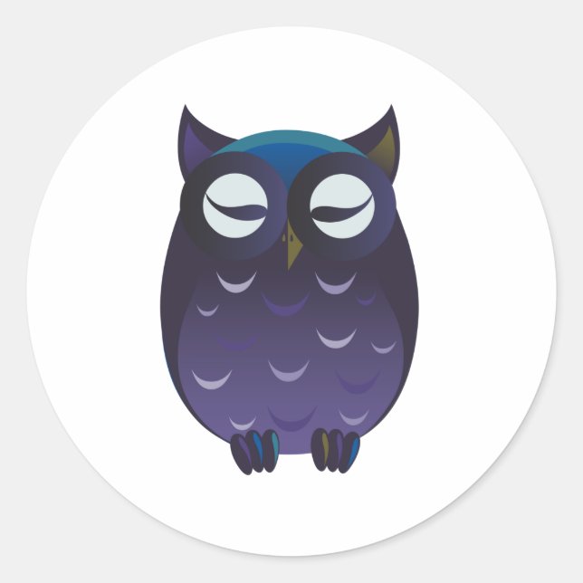 Sleeping Owl Classic Round Sticker (Front)