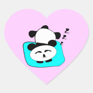Sleeping Panda Heart Sticker