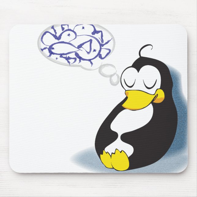 sleeping penguin dreaming about fish mousepad (Front)