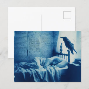 Sleeping Person and a Raven Poe Postcard