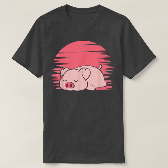 Sleeping Pig Farmer Lazy Piggy  T-Shirt (Design Front)