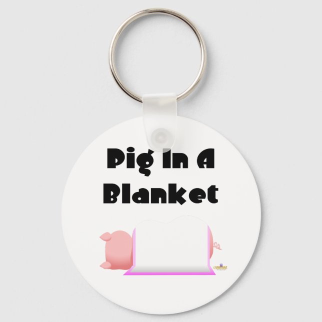 Sleeping Pig Pink Blanket Pig In A Blanket Key Ring (Front)