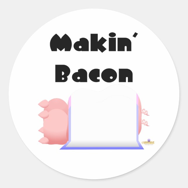 Sleeping Pigs Blue Pink Blanket Makin' Bacon Classic Round Sticker (Front)