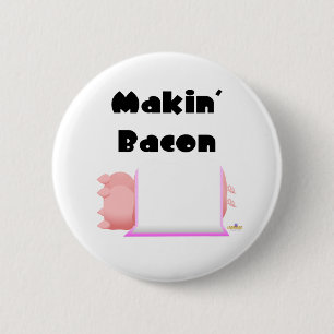 Sleeping Pigs Pink Blanket Makin' Bacon 6 Cm Round Badge