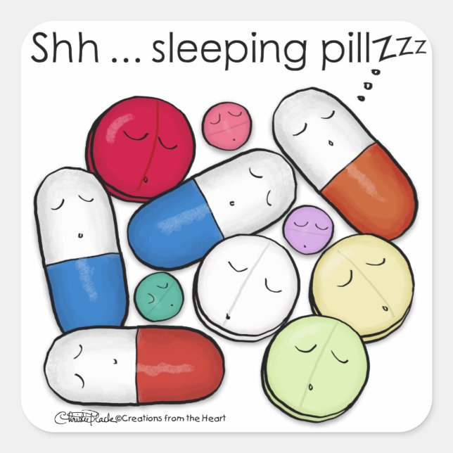 Sleeping Pills-Medication Square Sticker (Front)