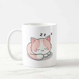 Sleeping Pink Cat Coffee Mug