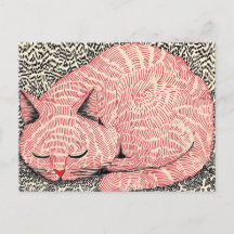 Sleeping Pink Cat Illustration - Surreal Ink 