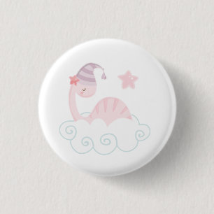 Sleeping Pink Dinosaur   3 Cm Round Badge