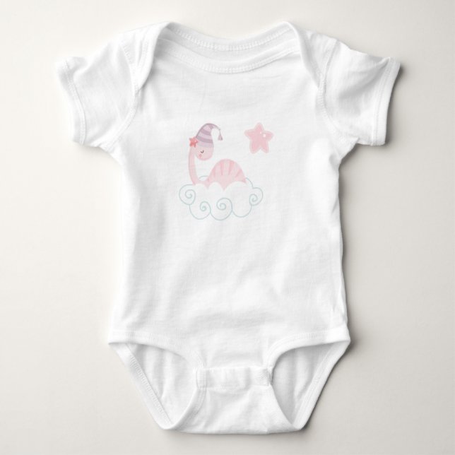 Sleeping Pink Dinosaur       Baby Bodysuit (Front)