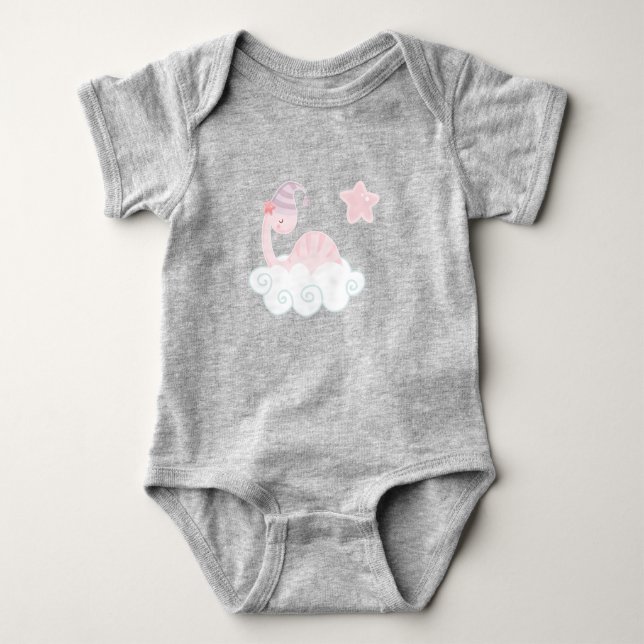 Sleeping Pink Dinosaur       Baby Bodysuit (Front)