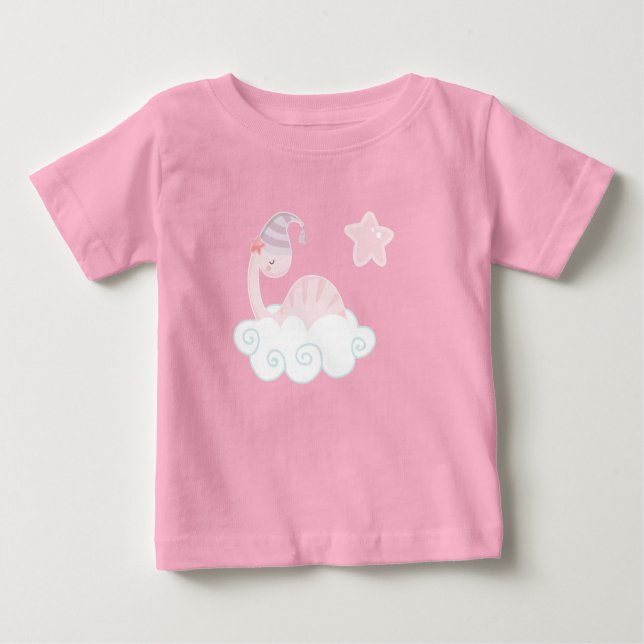 Sleeping Pink Dinosaur        Baby T-Shirt (Front)