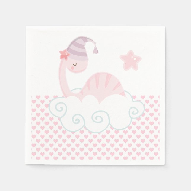 Sleeping Pink Dinosaur      Napkins (Front)
