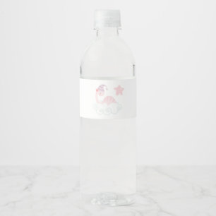 Sleeping Pink Dinosaur Water Bottle Label