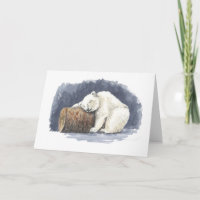 Sleeping polar bear, watercolor art