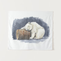 Sleeping polar bear, watercolor art