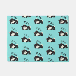 Sleeping Pomeranian Dog Animals Lover ZZZ Pet Doormat