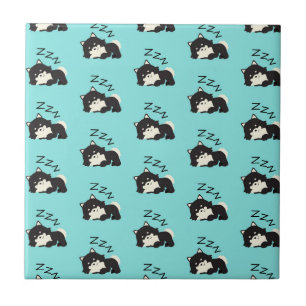 Sleeping Pomeranian Dog Animals Lover ZZZ Pet Tile
