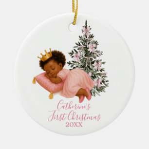 Sleeping Princess Baby Girl First Christmas Ceramic Tree Decoration