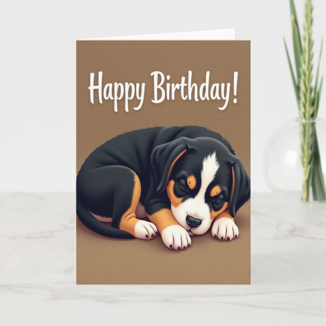Sleeping Puppy Birthday Card (Front)