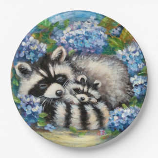 Sleeping Racoon Mum & Baby Paper Plates