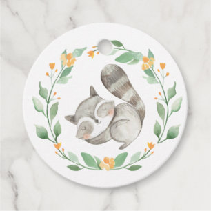 Sleeping Racoon Wreath Baby Shower Thank You Favour Tags