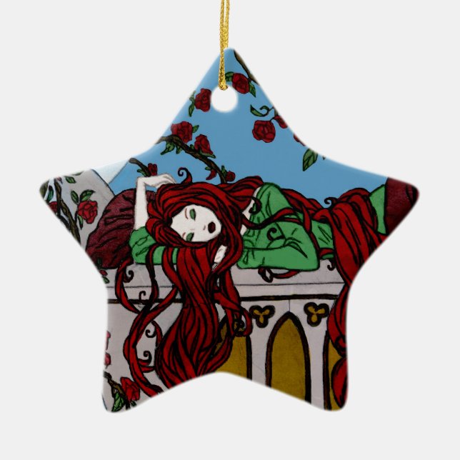 Sleeping Rapunzel Ceramic Tree Decoration (Front)