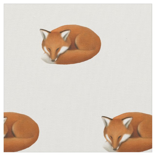 Sleeping Red Fox Wildlife Cotton Fabric (Close Up)