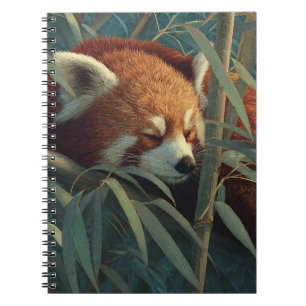 Sleeping Red Panda Bamboo Forest Art Notebook